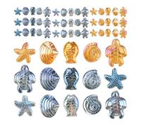 SaiDian 60 perline colorate a tema oceano in vetro, a forma di lumaca, ciondoli scintillanti a forma di stella marina per la creazione di gioielli, bracciali, orecchini, collane, perline di cristallo