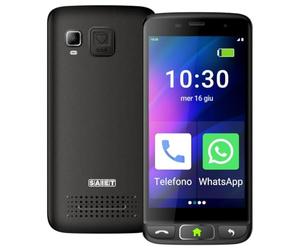 SAIET - Cellulare Smart Senior STS502 - Telefono Per Anziani 4G e Bluetooth -Tasti e Lettere Grandi - Smartphone con Whatsapp e SOS - Cover in Silicone Inclusa - Nero