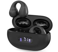 SAIET Ear Cuff Auricolari Bluetooth Open Ear con Clip Comodi e Leggeri, Resistenti al Sudore Ideali come Cuffie Sport, Design Ergonomico e Audio Potente, Fino a 20h di Autonomia - Nero
