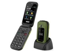 SAIET LINK 4 PRO Telefono Flip Verde-Nero, IP68 Impermeabile con Doppio Display, Audio Potenziato e Tasti Grandi - Cellulare Antiurto e Antipolvere, Batteria Lunga Durata, Ideale per Anziani e Outdoor