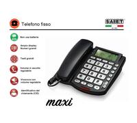 SAIET MAXI TELEFONO GRANDI TASTI E DISPLAY Vivavoce Cid Eco Lcd grigio scuro