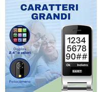 Saiet Saiet Vanto Cellulare Per Anziani Compatto e Facile Da Usare, Telefono a Conchiglia Con Base Di Ricarica, Display 2.4" a Colori, Tasti Grandi Retroilluminati e Tasto Sos - Colore Nero