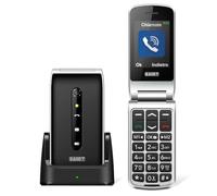 SAIET VANTO Cellulare per Anziani Compatto e Facile da Usare, Telefono a Conchiglia con Base di Ricarica, Display 2.4" a Colori, Tasti Grandi Retroilluminati e Tasto SOS - Colore Nero