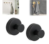 SAIFEIS No-Drill Hooks, 2024 New Stainless Steel Waterproof Suction Cup Hooks, Stainless Steel Waterproof Suction Cup Hooks for Shower (Black,2pcs)
