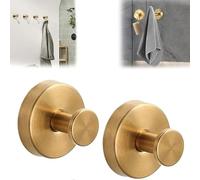 SAIFEIS No-Drill Hooks, 2024 New Stainless Steel Waterproof Suction Cup Hooks, Stainless Steel Waterproof Suction Cup Hooks for Shower (Gold,2pcs)