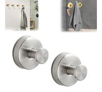 SAIFEIS No-Drill Hooks, 2024 New Stainless Steel Waterproof Suction Cup Hooks, Stainless Steel Waterproof Suction Cup Hooks for Shower (Silver,2pcs)