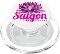 Saigon Ho Chi Minh City HCMC Vietnam Retro Lotus Souvenir PopSockets PopGrip per MagSafe
