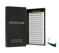 SAIGON LASH Wispy Promade - Extension per ciglia 3D, 5D, 6D, 8D, con tecnologia laser a base stretta, curvatura CD, lunghezze singole e miste da 6 a 15 mm, per uso professionale (nero - D -