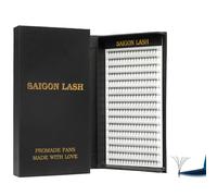 SAIGON LASH Wispy Promade Fans - Extension per ciglia 3D/5D/6D/8D, con base stretta, curvatura a C D, lunghezze singole e miste, 6-15 mm, ventagli per ciglia sciolte per uso professionale (nero, D