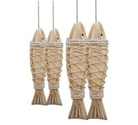 Saihisday 2 set di pesci in legno antico decorazione da appendere alla parete pesce rustico nautico intagliato a mano ornamento in legno per la casa tema nautico stile mediterraneo