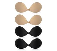 SAIIURV 2 Paia Reggiseno Invisibile, Reggiseno Adesivo da Sposa Senza Schienale, Push Up Copricapezzoli Reggiseno, (IT, Testo, Taglia Unica, Regular, Regular, Nero, Nudo)