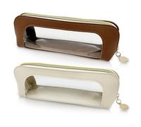 SAIIURV 2 Pezzi Astuccio Piccolo Portapenne Trasparente per Donna Ragazza, Borsa per Cosmetici Trasparente Sacchetti da Toilette da Viaggio Pochette Trucchi Impermeabile per Uso Quotidiano(2 Colori)