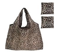 SAIIURV 2 Pezzi Borsa Spesa Pieghevole 53 X 40 cm, Grande Riutilizzabili Shopping Tote Bag Frutta di Stoffa Borsa Spesa Lavabili Borsa Shopper Tessuto per Shopping Viaggio Campeggio(Leopardo)