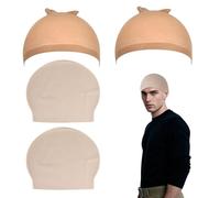 SAIIURV 2 Pezzi Cappello Calvo Lattice con Parrucca Cappello, Bald Cap, Pelata Finta Uomo, Parrucca Pelata, Calotta Pelata per Halloween Carnevale Cosplay Festa (2 Pezzi)