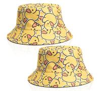 SAIIURV 2 Pezzi Cappello Pescatore da Sole Unisex Cappello Pescatore Reversibile Pieghevole, Tesa Larga, Bucket Hat da Pesca Portatile (IT, Testo, Taglia Unica, Giallo)