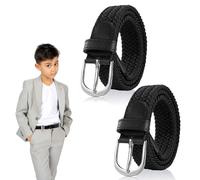 SAIIURV 2 Pezzi Cintura Ragazzo Ntura Elastica, Cinturas Elasticizzata Regolabile Confortevole Cintura in Tessuto Elastico Stretch per Jeans Pantaloni, Vintage Cinturas Da Golf Unisex (Nero)