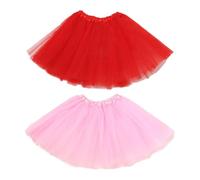 SAIIURV 2 Pezzi Gonna Tutu, Anni '50 Vintage Tutu, 4 Strati di Elastico Classico Gonna tutù, Tulle Donna tutù di Tulle per Mascherata Halloween Costume Danza, per Donne e Ragazzi (Rosa, Rosso)