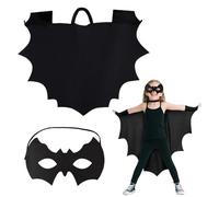 SAIIURV 2 Pezzi Kids Vampire Bat Wings, Costume Pipistrello Halloween Bambini + Maschera Pipistrello, Costume Pipistrello Bambini, Mantello Pipistrello per Feste, Carnevale e Halloween (Nero) (Nero)