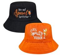 SAIIURV 2 Pezzi Nero Arancione Cappello Uomo Donna Bucket Hat Cappelli da Sole Cappello Pescatore Uomo Donna Cappelli Aperol Accessori Aperol per Feste Carnevale (IT, Testo, Taglia Unica, 2 Pezzi)