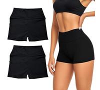 SAIIURV 2 Pezzi Pantaloncini Pallavolo Donna, Pantaloncini Sportivi Donna, (IT, Testo, Taglia Unica, Regular, Regular, Nero)