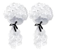 SAIIURV 2 Pezzi Parrucca Barocco, Parrucca da Uomo per Costumi da Giudice, Capelli Ricci Da Avvocato, Nobiluomo Lord Cavaliere Compositore di Corte Poeta Bianco Riccia Lunga Coda (Bianco)