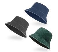 SAIIURV 3 Pezzi Cappello a Secchiello, Cappello da Sole Lavato, Cappello da Sole Estivo, Cappello da Pescatore Reversibile da Spiaggia, per Vacanze, Escursionismo, Campeggio, Shopping