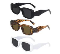 SAIIURV 3 Pezzi Retrò Occhiali da Sole Rettangolari per Uomo Donna, Hippie Stile Funky Moda Quadrati Colorati Occhiali da Sole anni 90 Rettangolo Sunclasses per Festa Quotidian (3 Colori)