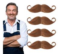 SAIIURV 4 Pezzi Barbe Finte Uomo Baffi Finti per Feste, Carnevale, per Festa Halloween, Feste in Maschera e Carnevali Festa Anni '20 Gatsby