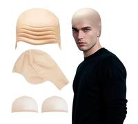 SAIIURV 4 Pezzi Berretto Calvo in Lattice Spessa Pelle Testa Del Cranio, Cappello Calvo Berretto, Copricapo In Lattice per Adulti Cappello Pelato per Costumi di Carnevale Halloween (Nudo) (Nudo)