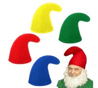 SAIIURV 4 Pezzi Cappello Da Gnomo, Cappelli da Nano Costume da Nani, Cappello da Elfo di Natale, Cappello a Punta Elfo, Gnome Hat, Accessori per Costumi Festa Halloween Carnevale (Multicolore)