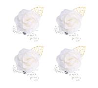 SAIIURV 4 Pezzi Corsetto Floreale Bouquet da Polso Matrimoni per Donne Ragazze, Sposa Bracciale Fiori Polso Damigelle d'onoreda Matrimoni Decorazione per Feste di Ballo Banchetti (Bianco)