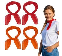 SAIIURV 4 Pezzi Foulard Quadrato, Bandane in Multifunzionale, 65 x 65 cm, Bandana Fazzoletto per Capelli, Collo, Sciarpa Fazzoletti da Taschino, Foulard per Donne, Uomini e Bambini (Rosso, Arancia)