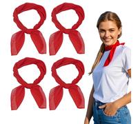 SAIIURV 4 Pezzi Foulard Quadrato, Bandane in Multifunzionale, 65 x 65 cm, Bandana Fazzoletto per Capelli, Collo, Testa, Sciarpa Fazzoletti da Taschino, Foulard per Donne, Uomini e Bambini (Rosso)