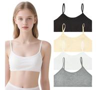 SAIIURV 4 Pezzi Reggiseno Sportivo Cotone Reggiseni per Bambina, Reggiseno Ragazza 12-16 Anni, Top Bambina, Ragazza da Allenamento, con Spallacci Regolabili