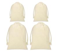 SAIIURV 4 Pezzi Sacchetti Cotone Riutilizzabili con Coulisse, Sacchetto Regalo per Gioielli di Juta, Sacchi Iuta Lino per Alimenti, Borsa Spesa per Biancheria, Set Fai Da Te per Festa Bomboniere