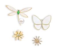 SAIIURV 4 Pezzi Spille da Donna Spilla di Sicurezza Vintage Elegante Camicia Vestiti Collare Pin Scollo Fiore Spilla da Colletto Accessori di Abbigliamento per Feste Balli Matrimoni (Multicolore)