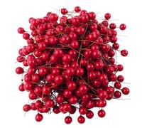 SAIIURV 450 Pezzi Bacche di Agrifoglio di Natale, 10mm Artificiale Bacche Rosso Finte Natalizie Holly Berry per Ghirlande Albero di Feste di Natale Decorazione (Rosso)