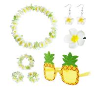SAIIURV 6 Pezzi Accessori Costume Hawaiano Donna Collane Hawaiane Braccialetti Occhiali da Sole Fascia per Capelli Orecchini per Festa Hawaii Costume Tropicale Luau (6 Pezzi)