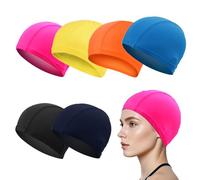SAIIURV 6 Pezzi Cuffia da Nuoto, Cuffia Piscina, Cuffia per Nuoto in Piscina Unisex, Cuffia da Nuoto in Tessuto, Cuffia da Bagno, Cuffie Nuoto per Uomo Donna Super Elastica e Leggera (Multicolore)