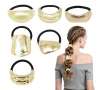 SAIIURV 6 Pezzi Elastico per Capelli in Metallo, Fasce Elastico Capelli Oro Stile Geometrico Fermacapelli in Metallo per Lisci e Riccia Coda di Cavallo Dorata Accessori per Donna e Ragazze (Oro)