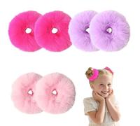SAIIURV 6 Pezzi Scrunchies per Capelli in Peluche per Ragazze Donne, Colorato Pompon Fascia Grande Elastici Capelli Coda di Cavallo Accessori per Capelli per Festa Quotidiano (3 Colori)