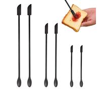 SAIIURV 6 Pezzi Spatole in Silicone, Spatola in Vetro, Spatola per Cosmetici Con Manico Lungo, Mini Spatole in Silicone a Doppia Punta per Bottiglie di Marmellata, Flaconi per Cosmetici (Nero)