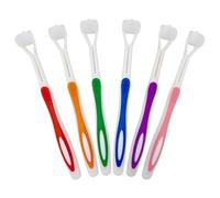SAIIURV 6 Pezzi Spazzolino a Tripla Setola da Denti Manuali a Tre Lati per Bambini Adulti, Spazzolino a 3 Teste con Setole Morbide per Autismo Viaggio per Cura di Denti e Gengive