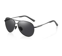 SAIIURV Occhiali da Sole da Uomo Polarizzati, Occhiali da Sole Retrò Pilot a Doppio Ponte, Stile Classico Vintage, Guida Pesca Golf Spor, Premium Cardini a Molla, Protezione UV (Nero)