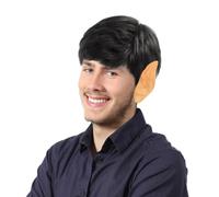 SAIIURV Parrucca Nero Uomo Corta Naturale Capelli Sintetici per Parrucche Halloween Rockstar, Orecchie da Elfo, Orecchie da Fata Orecchie a Punta (Nero)