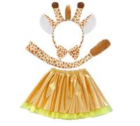 SAIIURV Set di 4 costumi da giraffa per bambini, per ragazze e ragazzi, con fascia per capelli e papillon e coda da giraffa, costumi per bambini, per feste, spettacoli, Halloween (giallo)