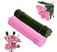 Saijer 200 Pezzi Scovolini Colorati per Lavoretti,Scovolini Colorati per Lavoretti Verde e Rosa Scovolini per Lavoretti per Progetti Diy e Artigianato Mazzi di Tulipani