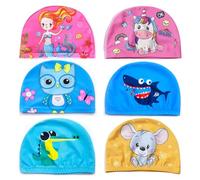 Saijer Cuffia Piscina Bambino, 6 Pezzi Cuffia Piscina Donna Uomo Cuffia Nuoto Bambino Cuffia da Nuoto di Cartoon Kids Swim Caps Cappello da Nuoto Cuffia Piscina per Bambini Adolescenti Unicorni Sirene