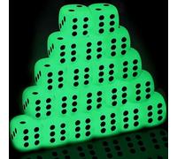 Saijer Dadi da Gioco D6 - Set 30 Pezzi Standard 16 mm Acrilico 6 Facce - Angolo Arrotondati Fosforescenti per Insegnamento Famiglia Feste