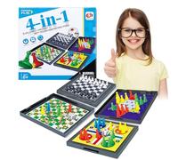Saijer Giochi da Tavolo 4 in 1 Gioco Di Serpenti e Scala Da Viaggio Per Bambini Mini Serpenti e Scala Magnetiche Portatile